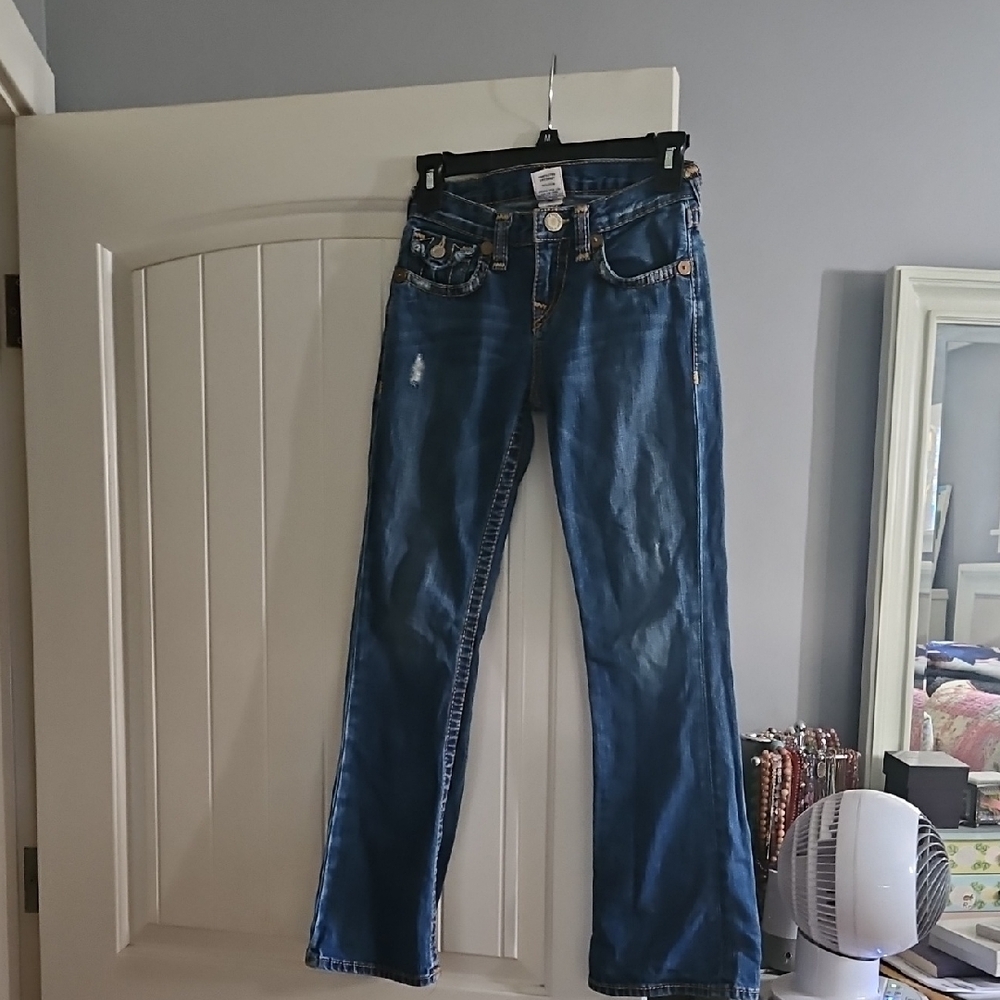 True Religion VTG Billy Big T Blue Jeans Bootcut Y2K Sz 10 Junior Size
